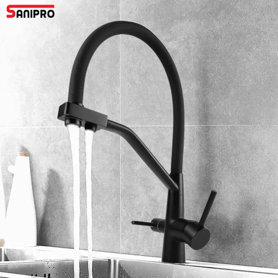 Sanipro Cupc Classic Taps Messing, luxuriöser, flexibler, herausziehbarer 3-Wege-Wasserhahn für Trinkwasser in der Küche mit separatem Sprühgerät